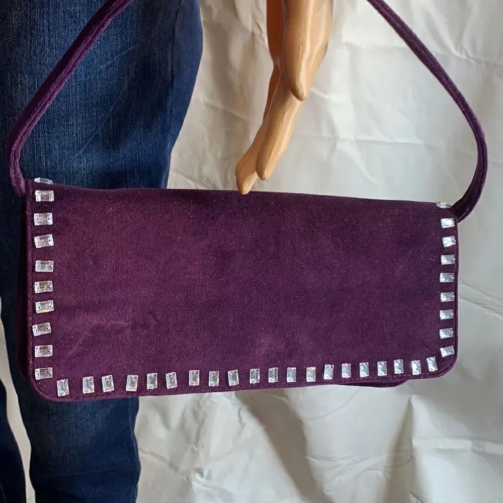 Victoria’s Secret Sexy Purple Velvet Clutch Rhinestone Gem Studded Women’s Purse